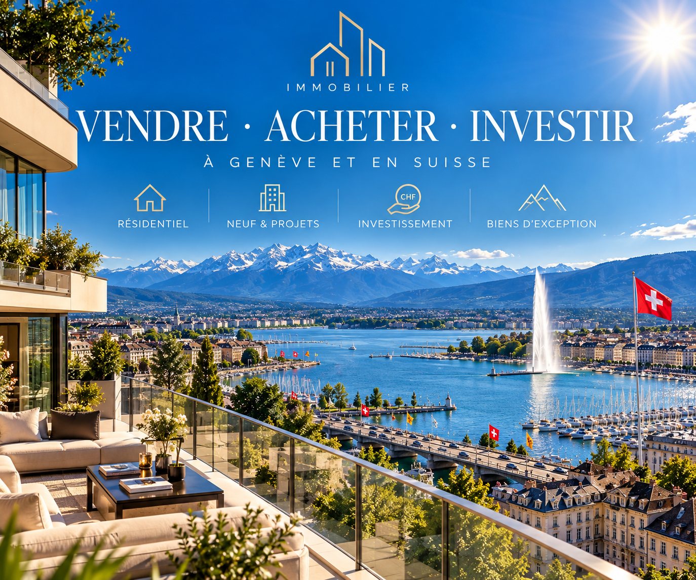 Vendre, acheter, investir à Genève et en Suisse : résidentiel, neuf et projets, investissement, biens d'exception